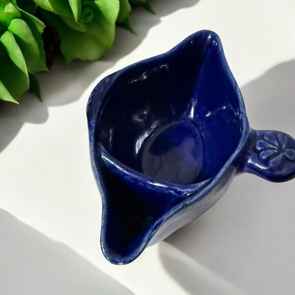 Vintage BLUE Pottery Gravy Boat Fat Separator - Fredericksburg CA - Picture 4 of 8